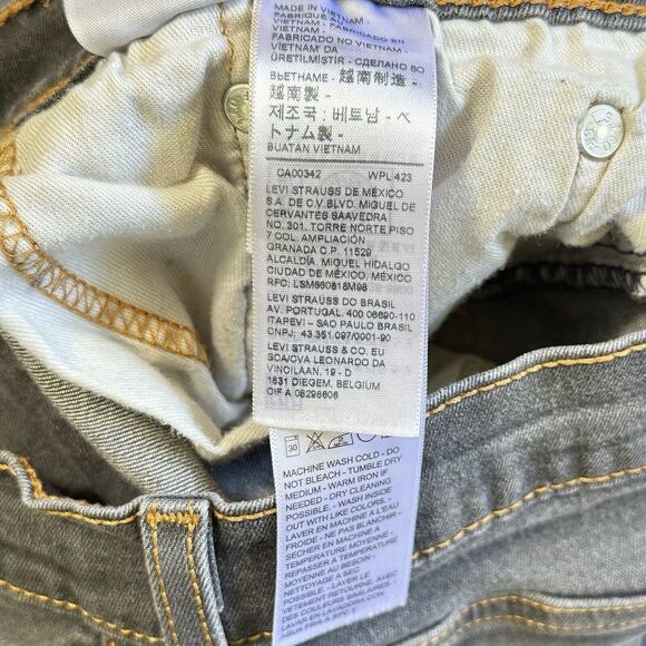 Vintage Levis 502 Jeans Mens Straight 28x30 Light Gray skater Button Fly Stretch - Picture 14 of 16